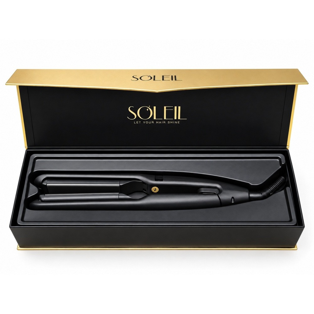 Soleil Dynamic Styler Black Ceramic Flat Iron Hair Straightener 450°F
